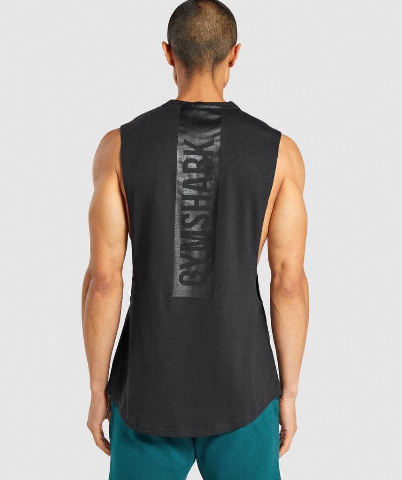 Men's Gymshark Bold Drop Arm Tanks Black | CA 5AD108